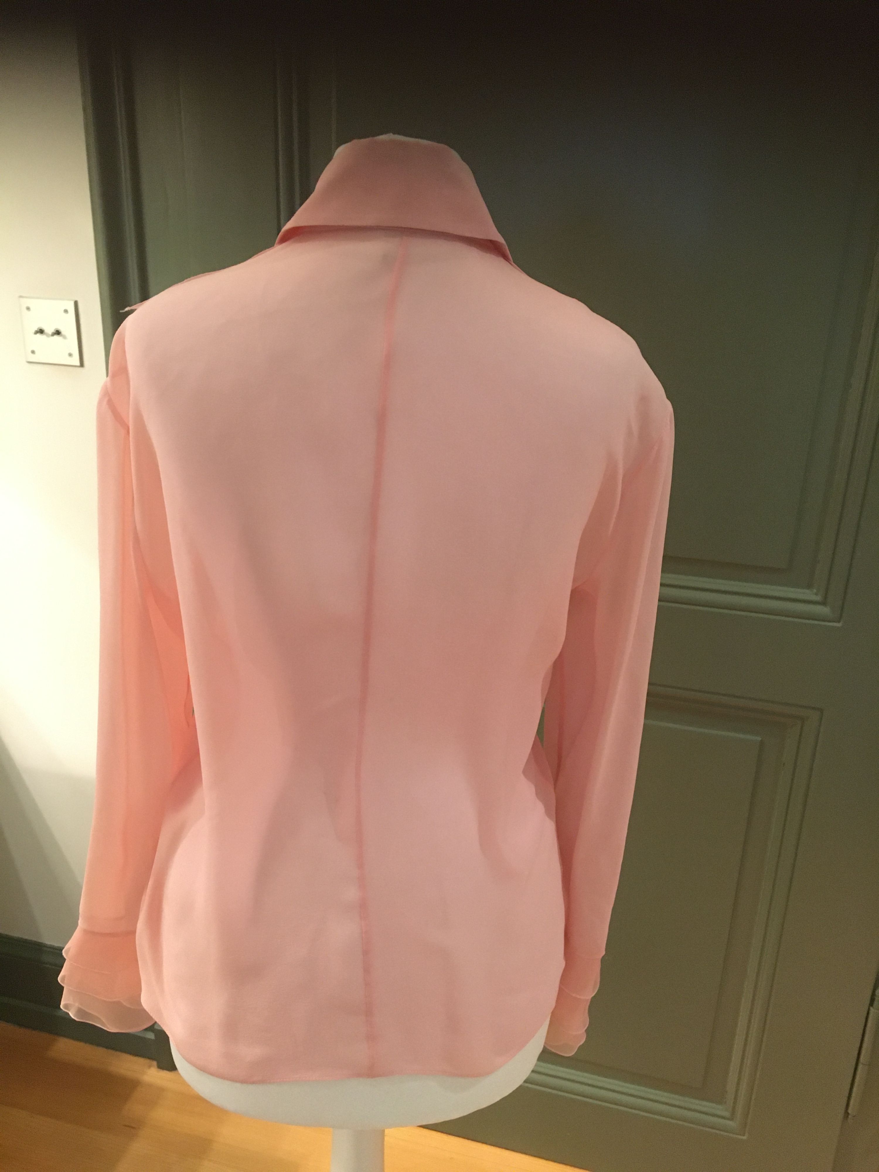 Valentino Vintage pink silk chiffon ruffled blouse Size S