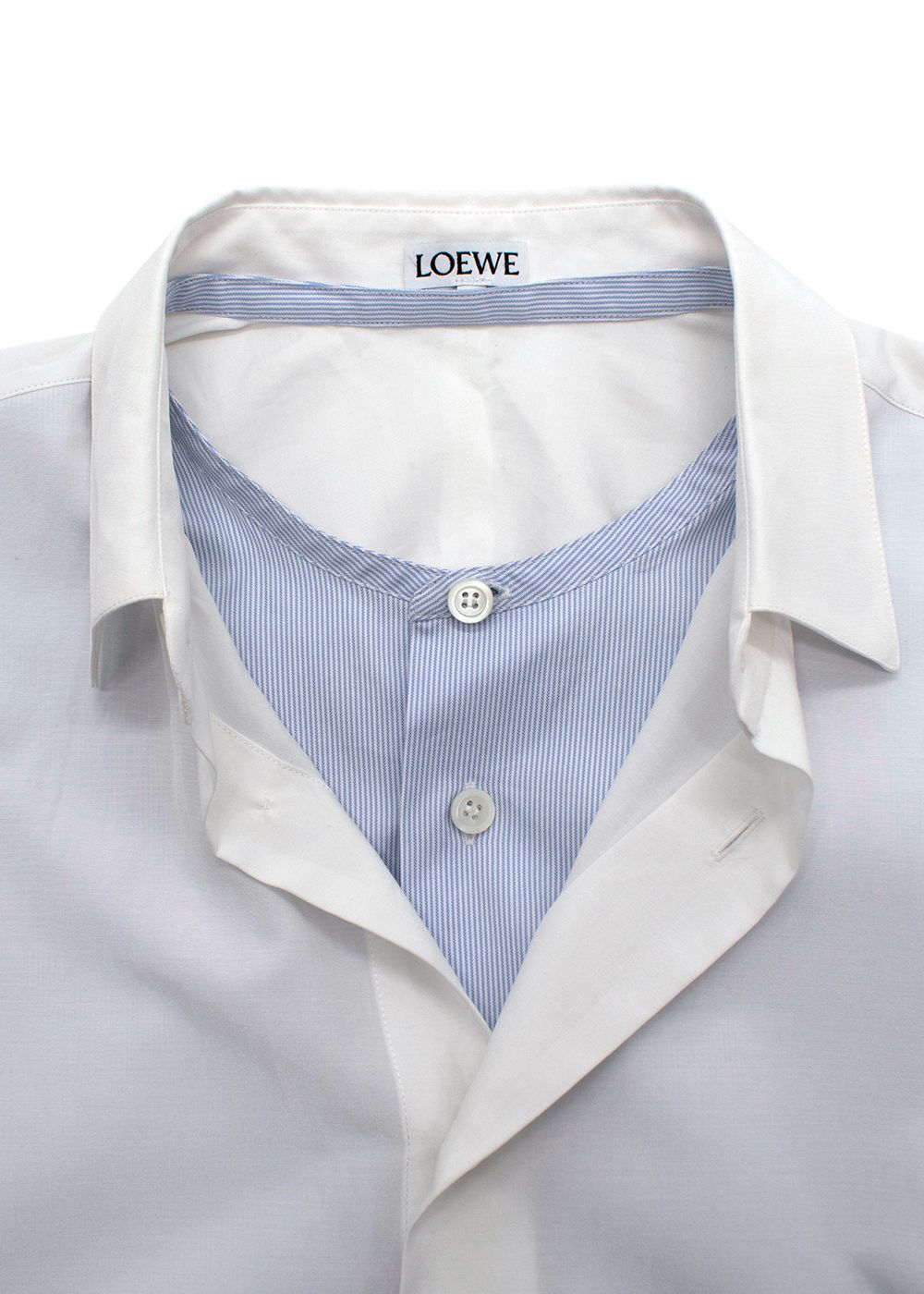 Loewe Pinstripe layered Poplin White Shirt Dress Size XS White/ blue pinstripe cotton