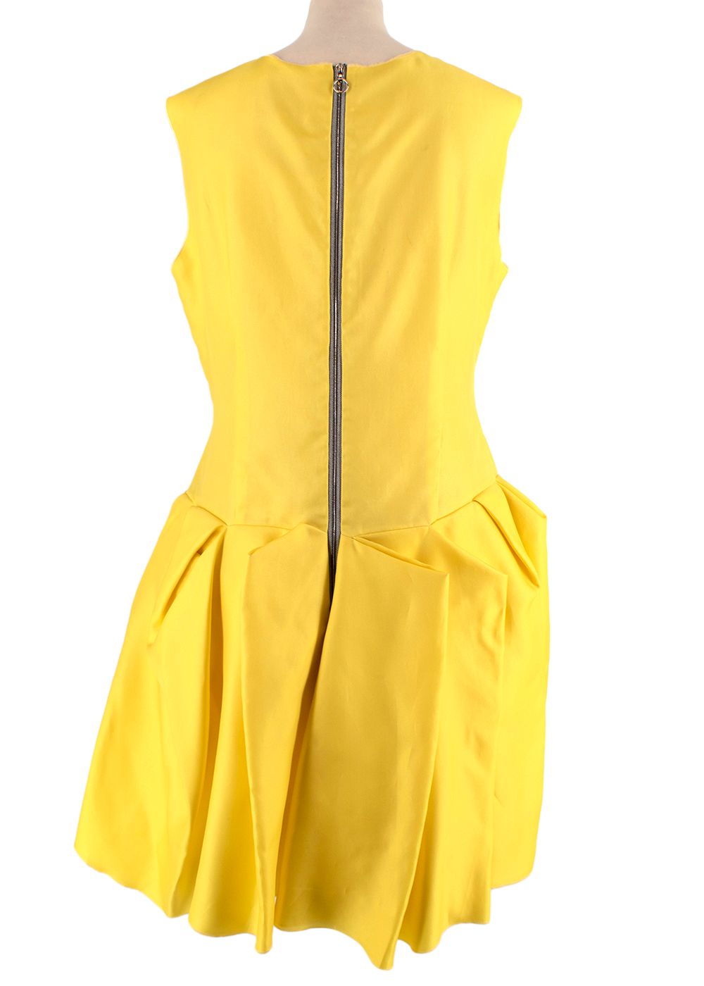 Preowned Roksanda Aytum Pleated Yellow Silk Mini Dress Size L