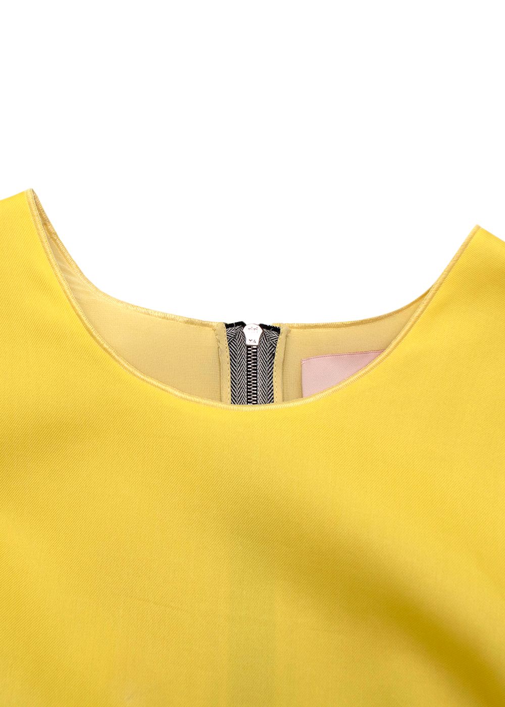 Preowned Roksanda Aytum Pleated Yellow Silk Mini Dress Size L