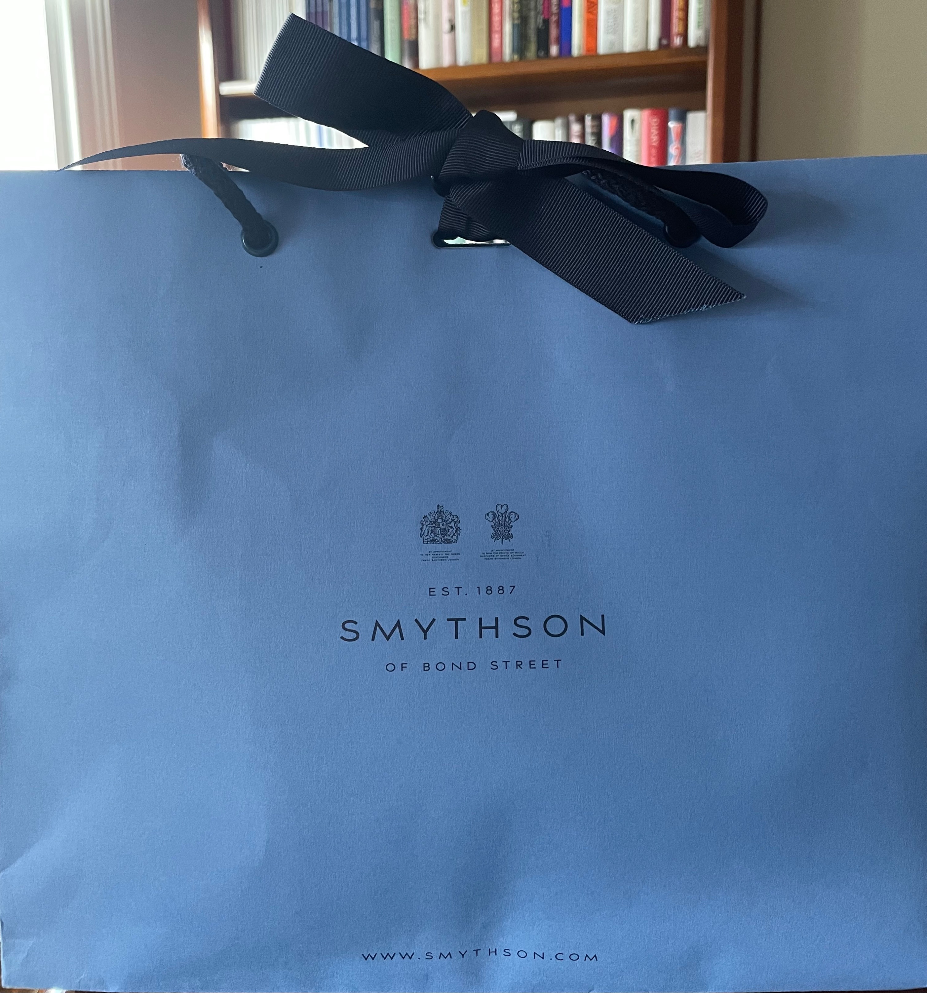 Smythson Smython Blue Leather Camera Bag Lapis blue crossgrain calf leather