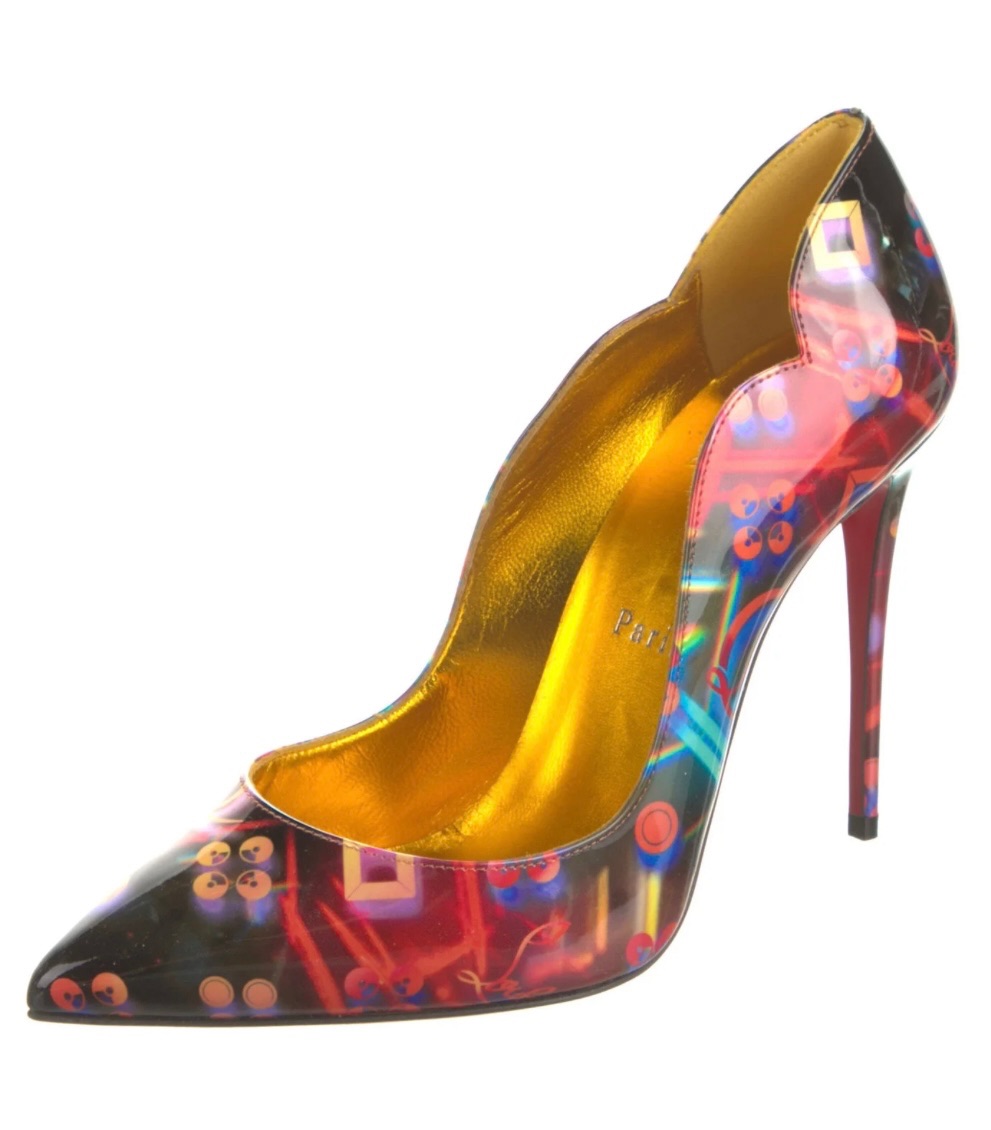 Christian Louboutin Disco Laser Patent Leather Hot Chick 100 Size 38 Multi