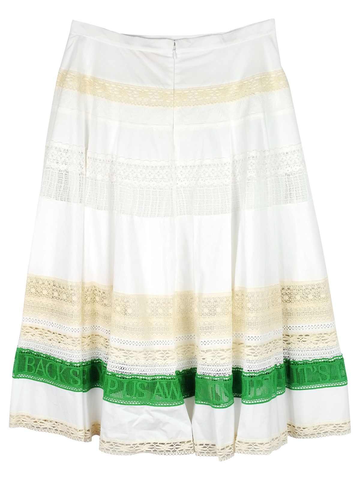 Preowned Tory Burch Lace Panelled Midi Skirt Size S White cotton