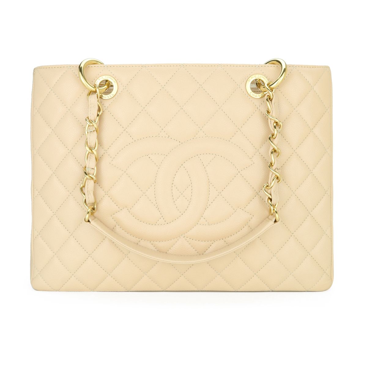 Chanel Beige Caviar Leather Grand Shopping Tote