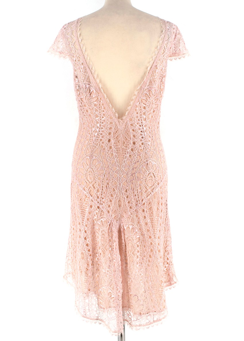 Emillio Pucci Soft Pink V-Back Lace Dress Size XS