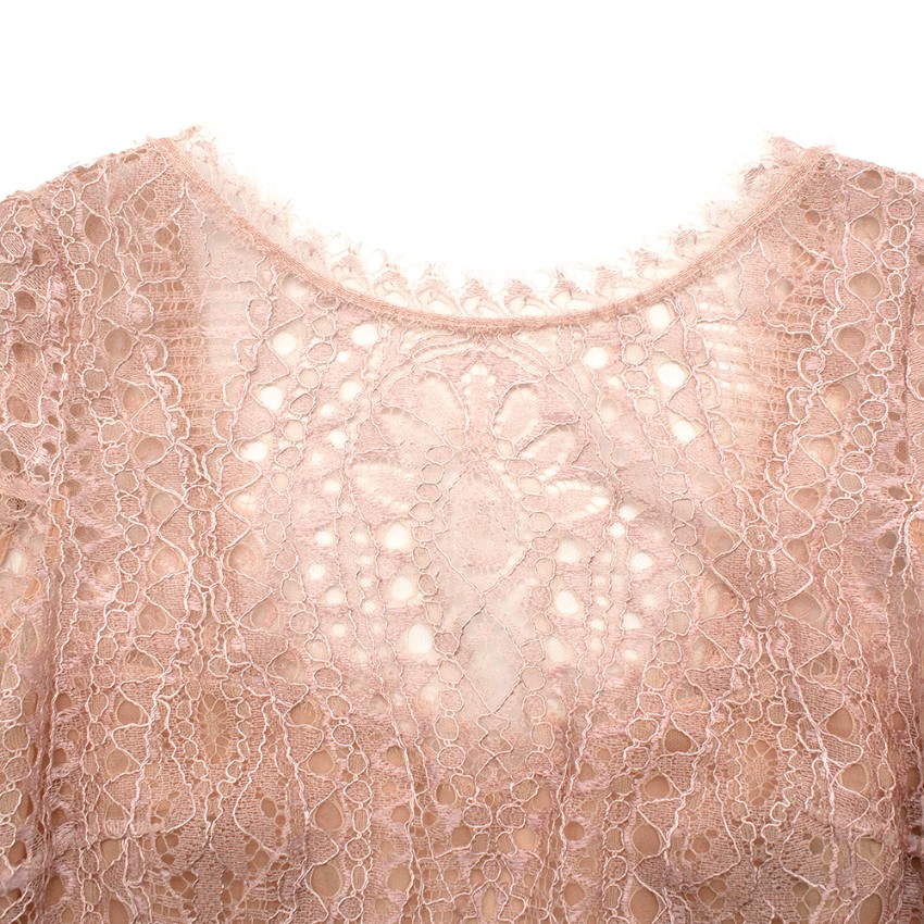 Emillio Pucci Soft Pink V-Back Lace Dress Size XS