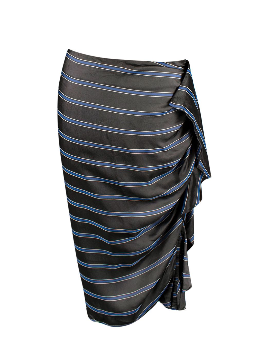 Veronica Beard Striped Midi Skirt Size XS Grey/Blue viscose