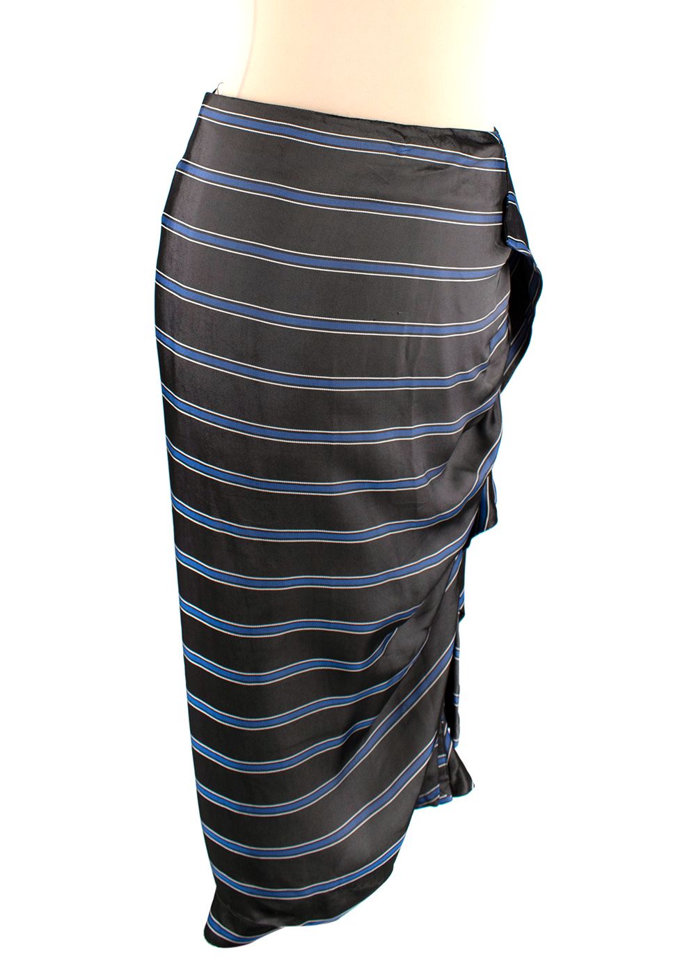 Veronica Beard Striped Midi Skirt Size XS Grey/Blue viscose