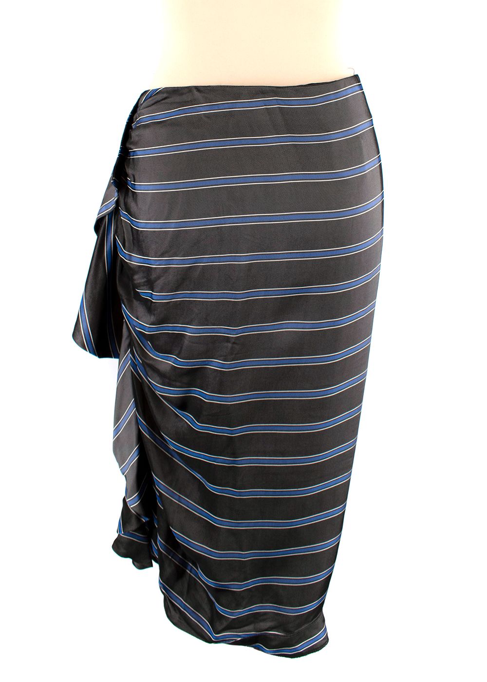 Veronica Beard Striped Midi Skirt Size XS Grey/Blue viscose