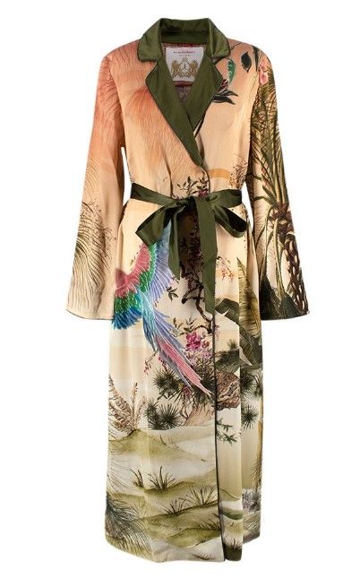 Jungle Print Silk Robe Size M Multi