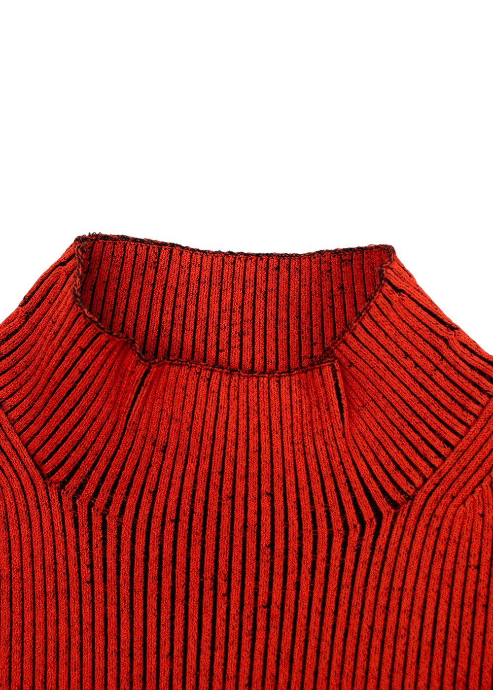 Proenza Orange Ribbed Knit High Neck Top Size M viscose