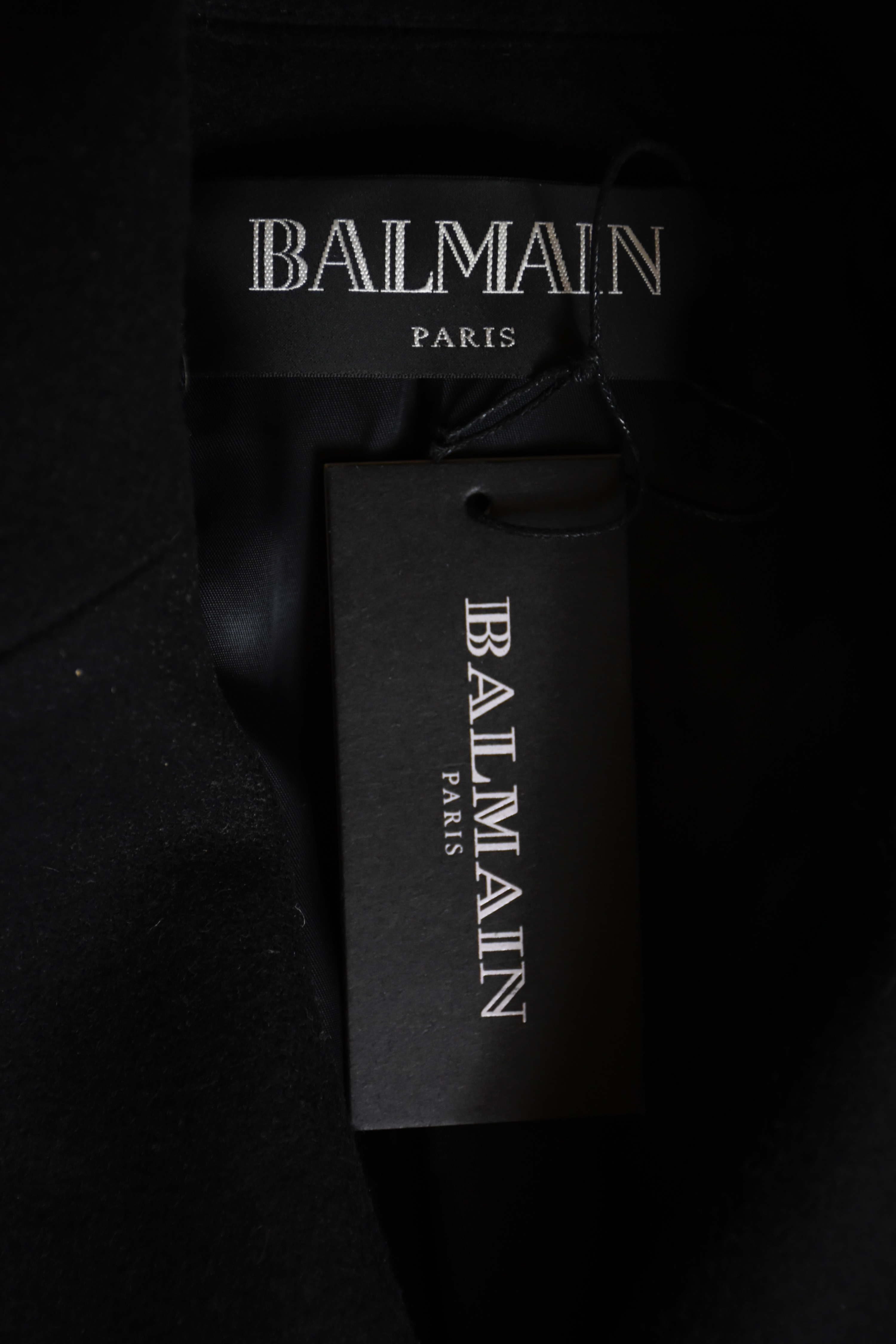 Balmain Black Double Breasted Cashmere Coat Size M cashmere/wool