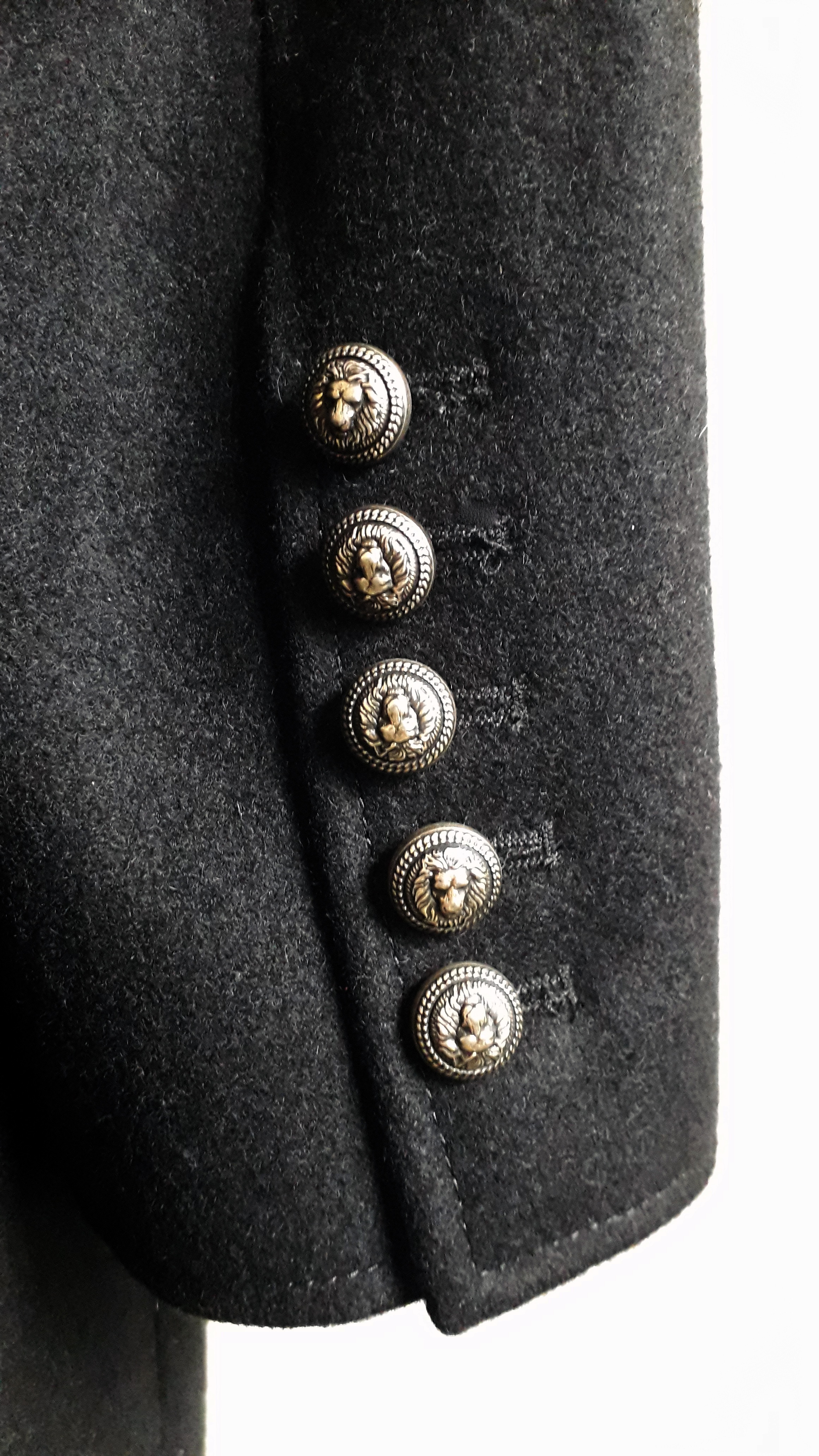 Balmain Black Double Breasted Cashmere Coat Size M cashmere/wool