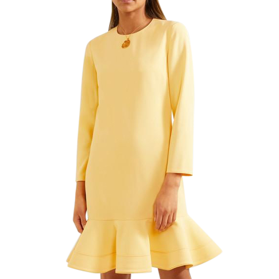 Preowned Victoria Victoria Beckham Yellow Ruffled Crepe Mini Dress Size S