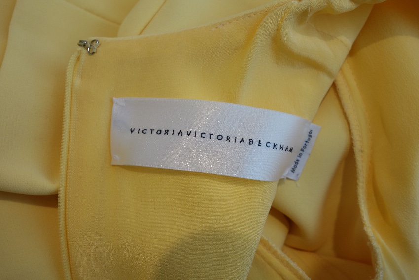 Preowned Victoria Victoria Beckham Yellow Ruffled Crepe Mini Dress Size S