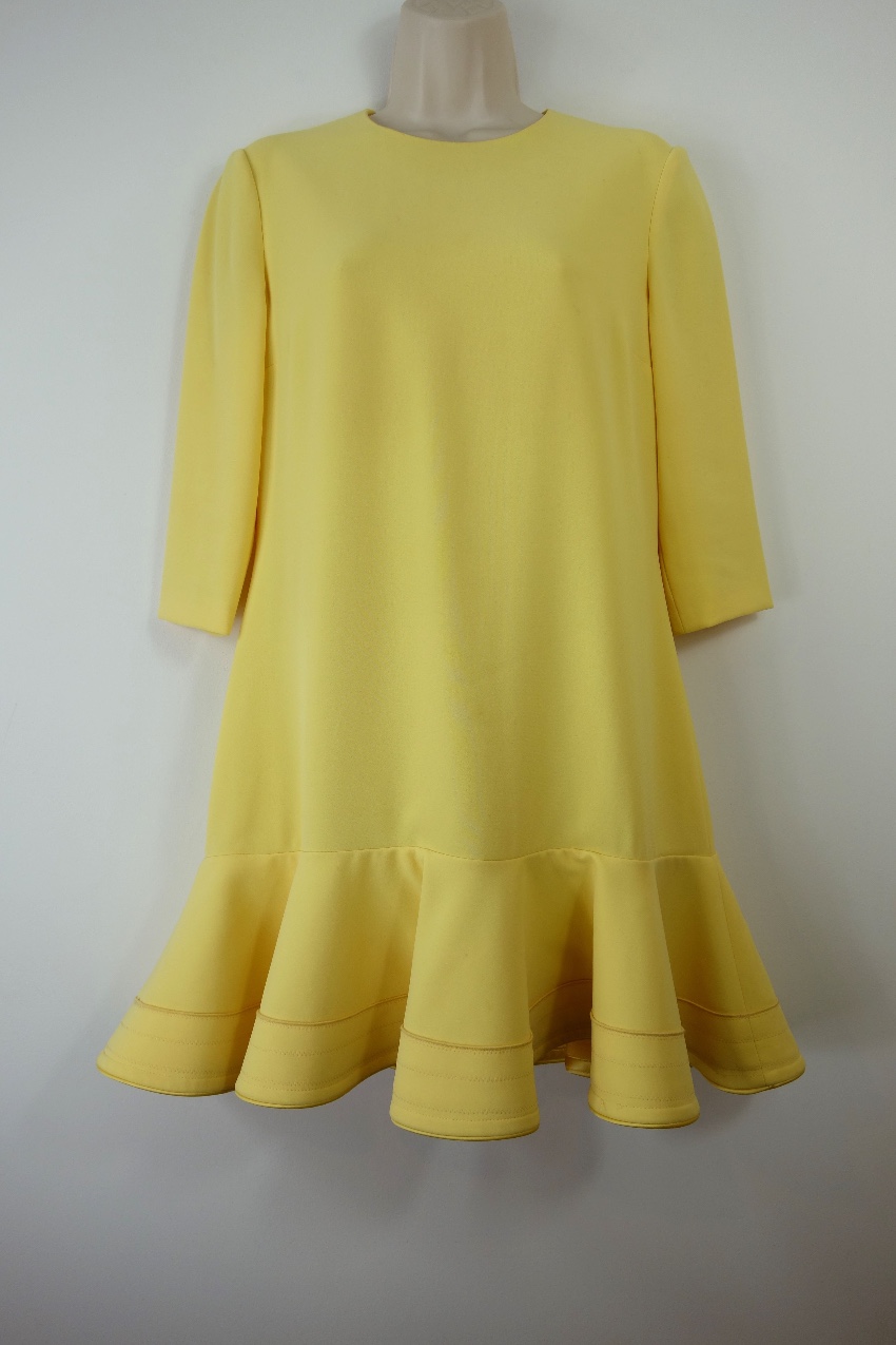 Preowned Victoria Victoria Beckham Yellow Ruffled Crepe Mini Dress Size S