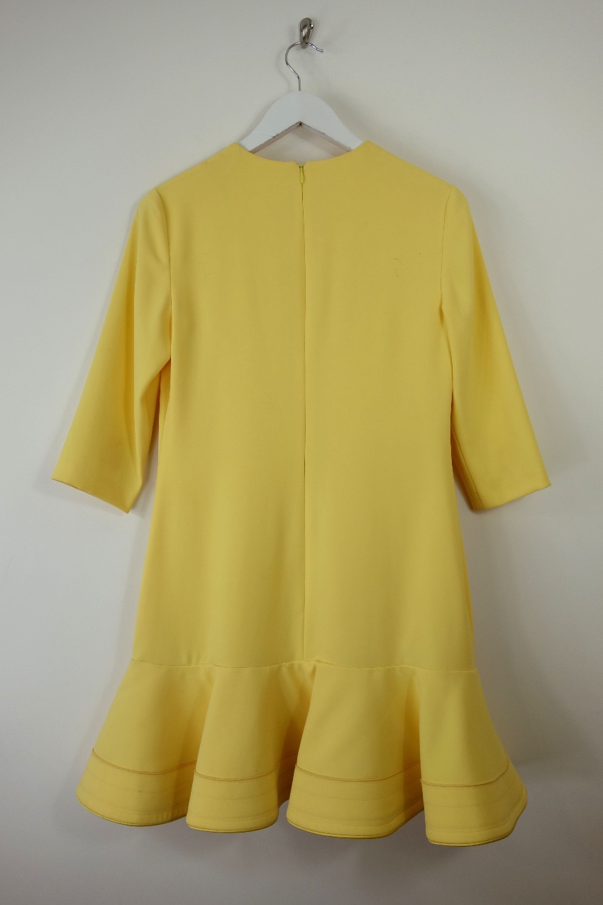 Preowned Victoria Victoria Beckham Yellow Ruffled Crepe Mini Dress Size S