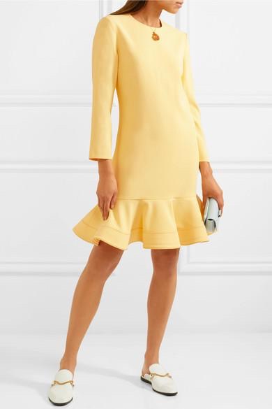 Preowned Victoria Victoria Beckham Yellow Ruffled Crepe Mini Dress Size S