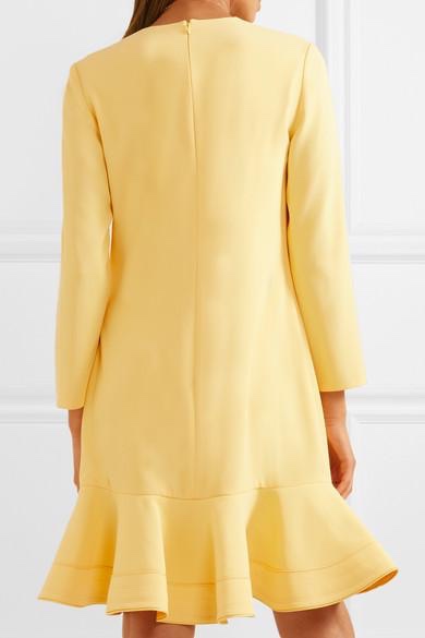 Preowned Victoria Victoria Beckham Yellow Ruffled Crepe Mini Dress Size S