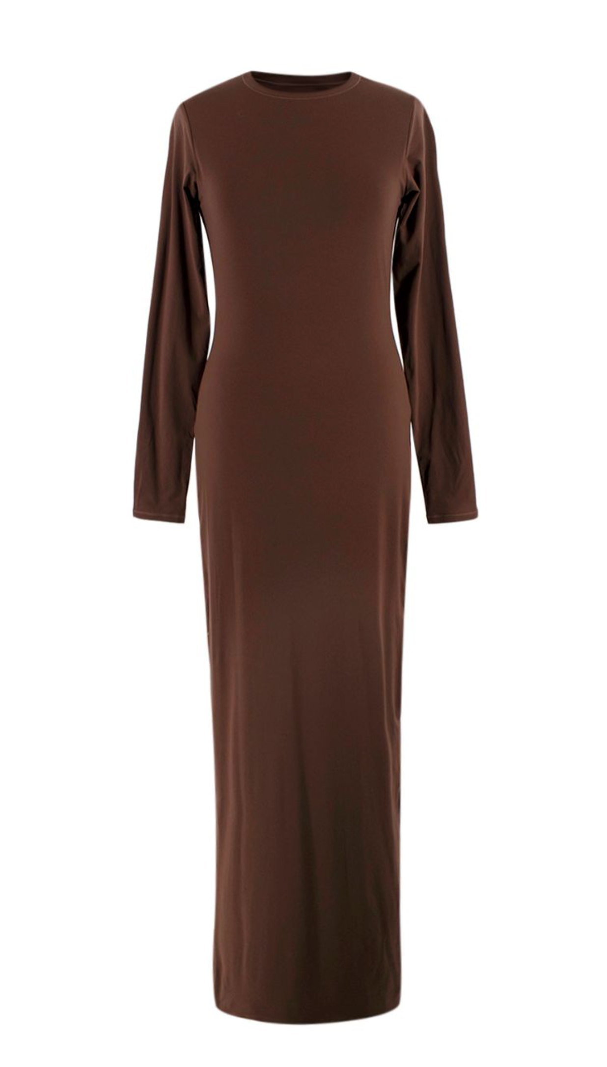 SKIMS Brown Cocoa Fits Everybody Crewneck Long Sleeve Maxi Dress Size L cotton-elasthane