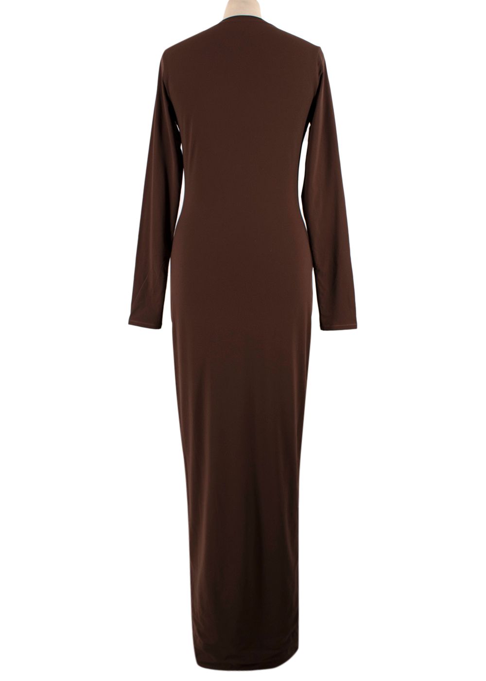 SKIMS Brown Cocoa Fits Everybody Crewneck Long Sleeve Maxi Dress Size L cotton-elasthane