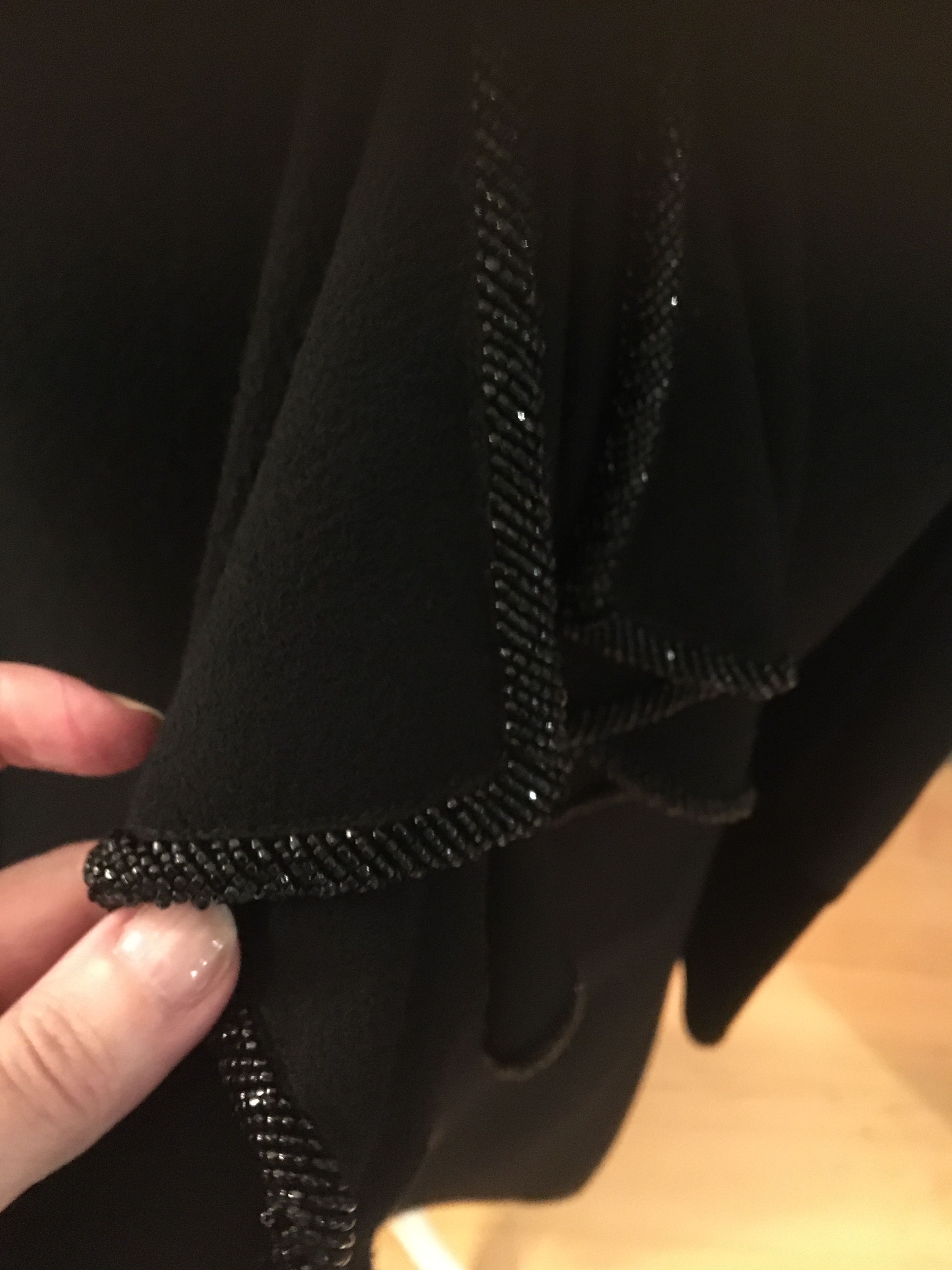 Preowned Valentino Vintage black wool bead trim evening coat Size S