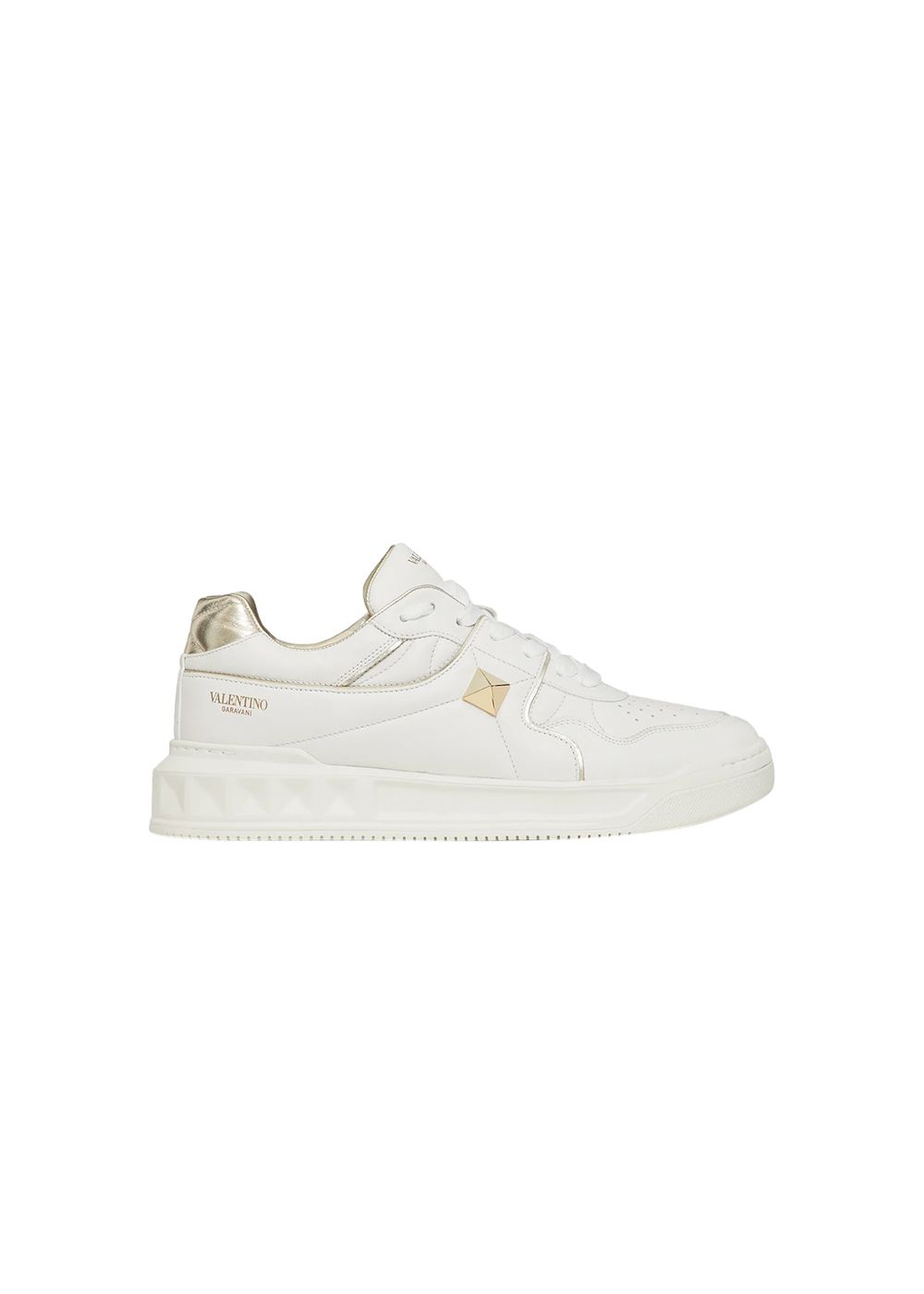 Valentino Nappa One-Stud Low Top Sneakers Size 40 white leather