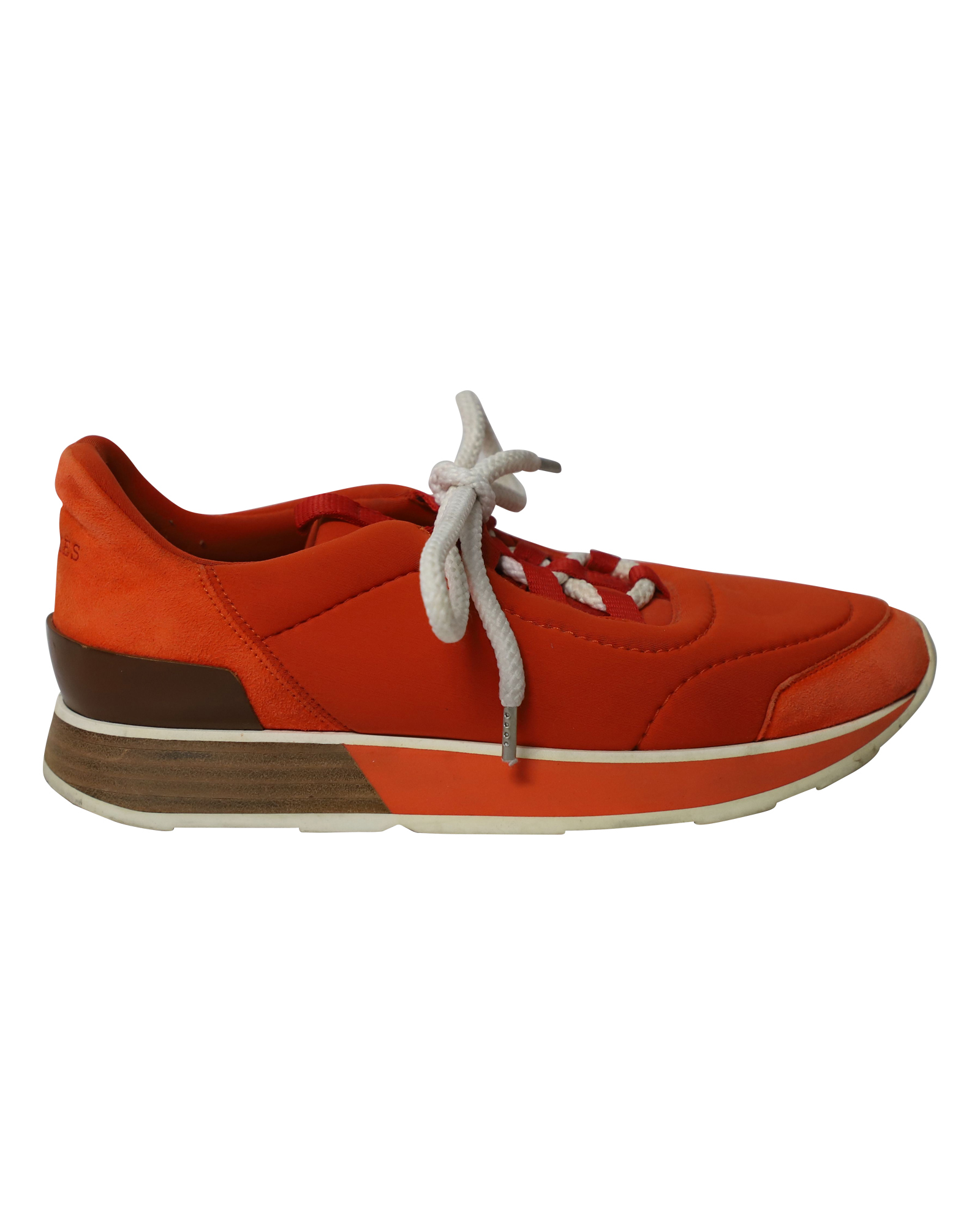 Preowned Hermes Orange Suede Low-Top Miles Sneakers Size 37.5 orange | orange