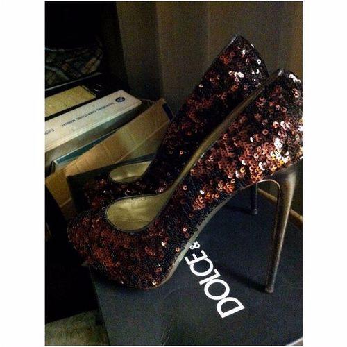 DolceGabbana brown sequinned pumps Size 42 Tan/Brown cotton