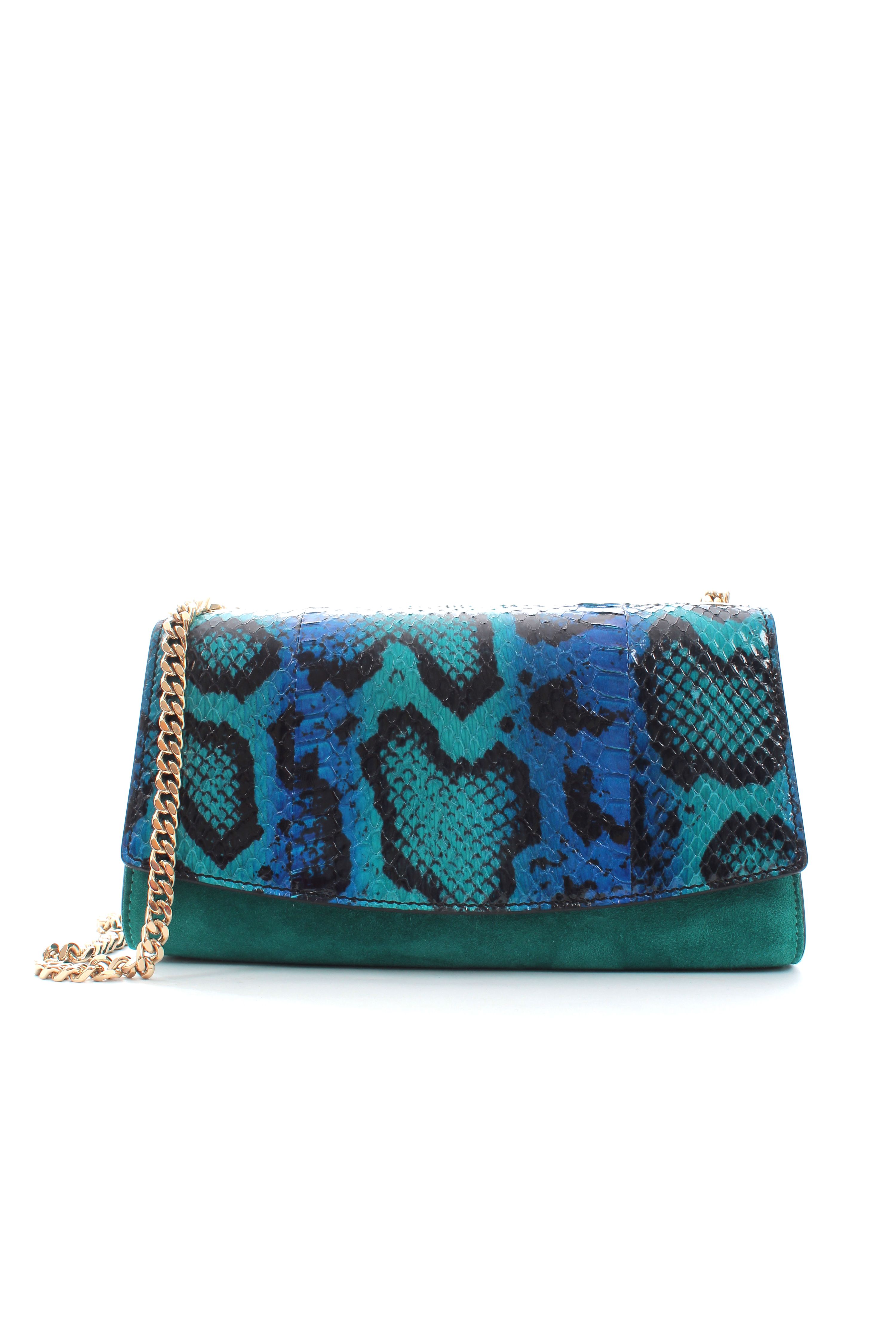 Sergio Rossi Green Python Shoulder Bag leather