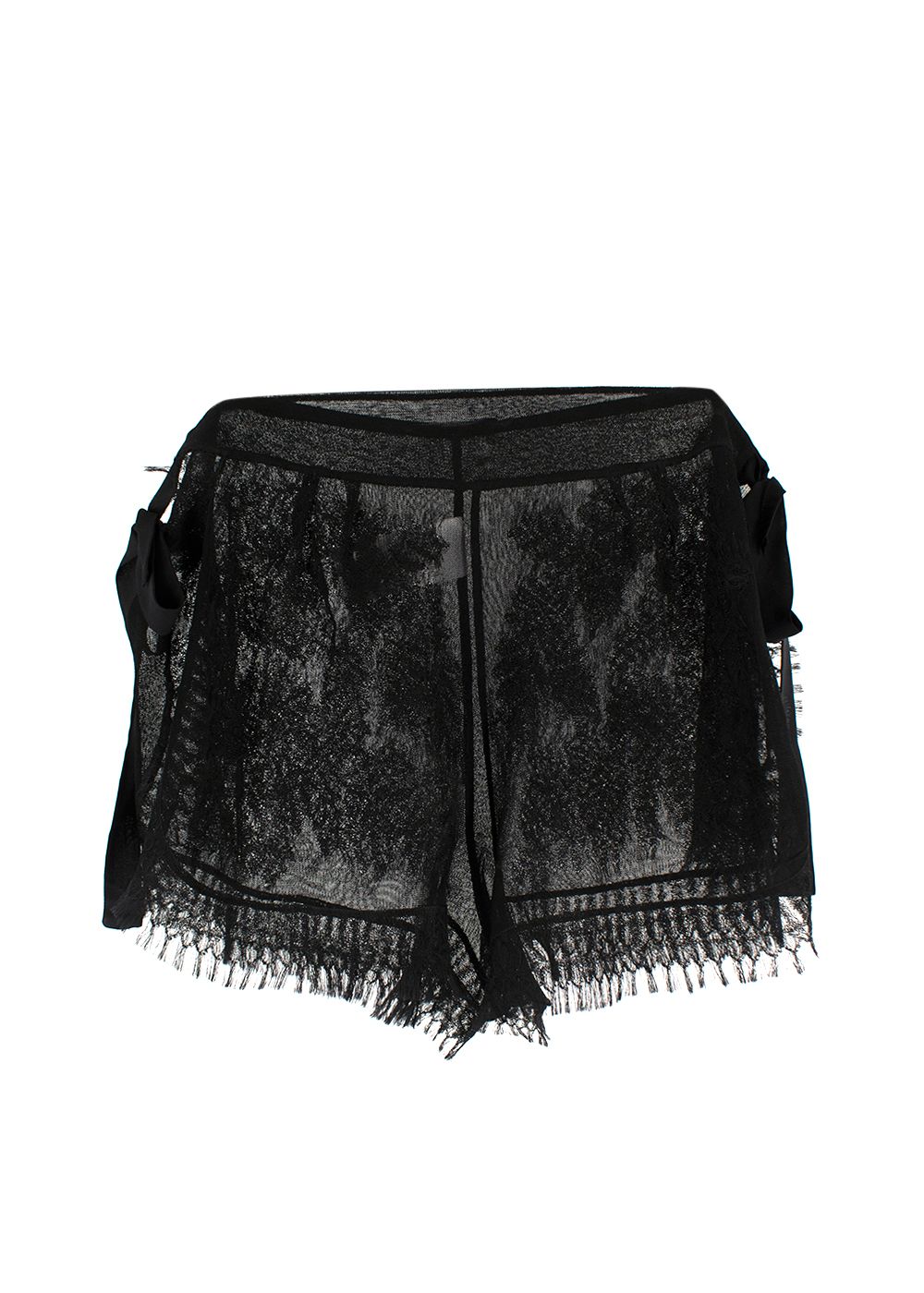 Dior Black Lace Tie Up Shorts Size XS silk