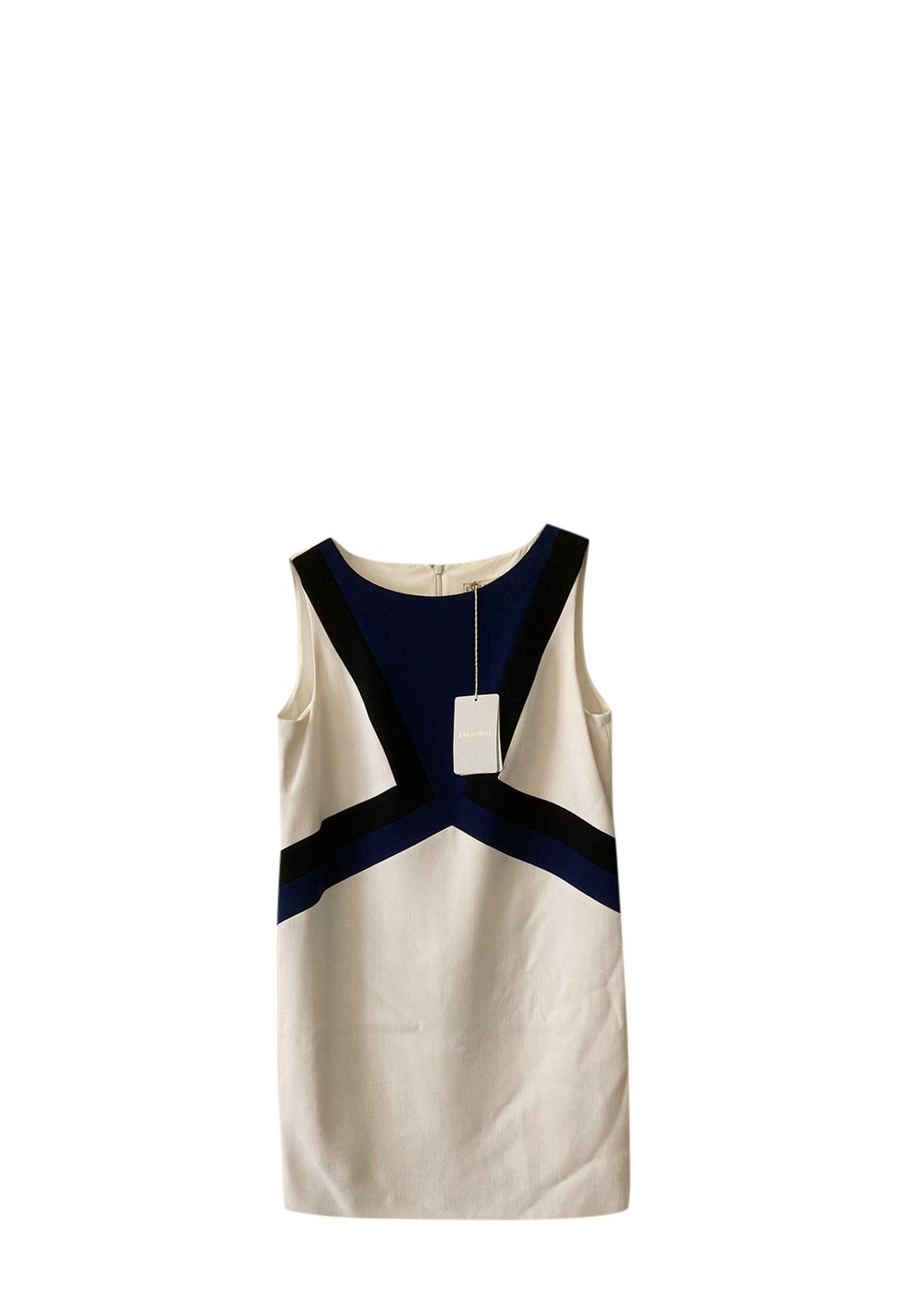 Emilio Pucci Bi-Colour Sleeveless Dress Size M white wool