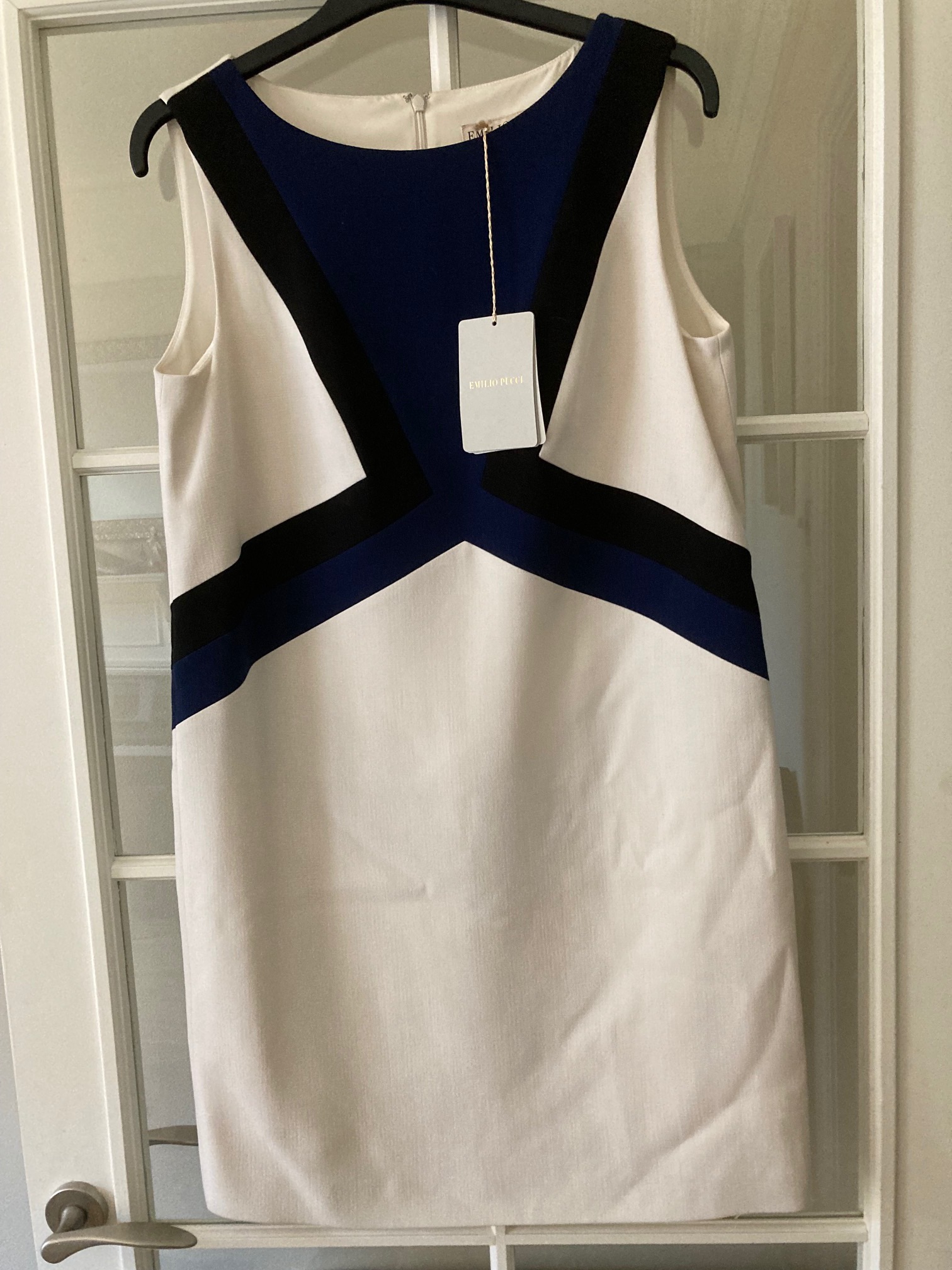 Emilio Pucci Bi-Colour Sleeveless Dress Size M white wool