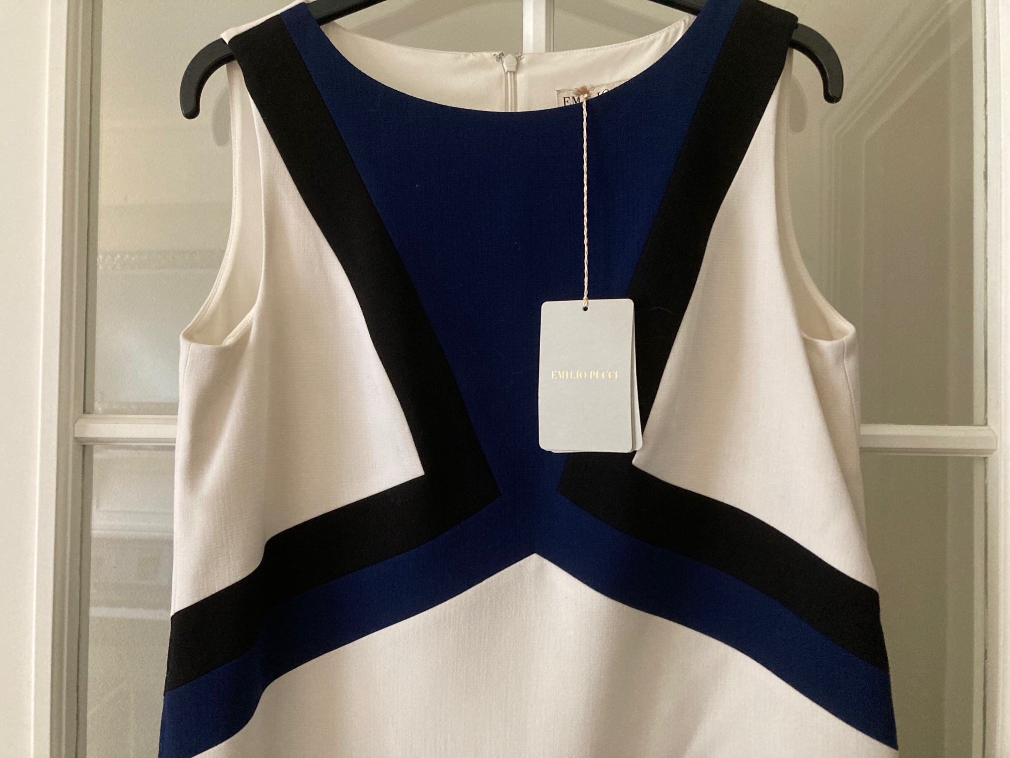 Emilio Pucci Bi-Colour Sleeveless Dress Size M white wool