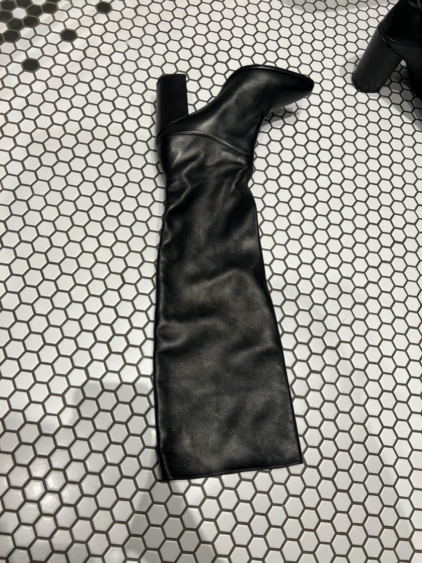 Stuart Weitzman Black Leather Point Toe Knee Boots Size 40