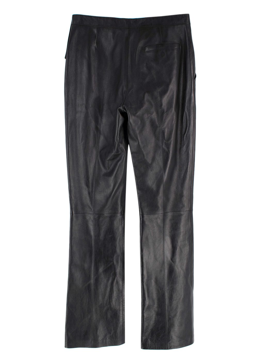 Louis Vuitton Black Kick Flare Leather Trousers with Stud Detail Size S