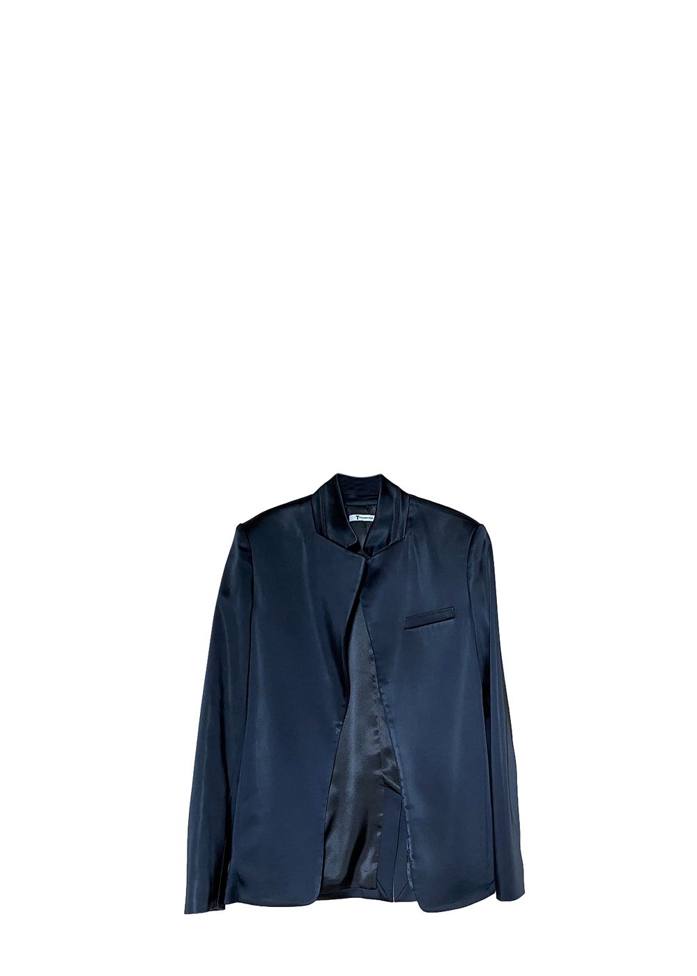 Preowned Alexander Wang T Navy Satin Open Blazer Size XS acetate/nylon/spandex