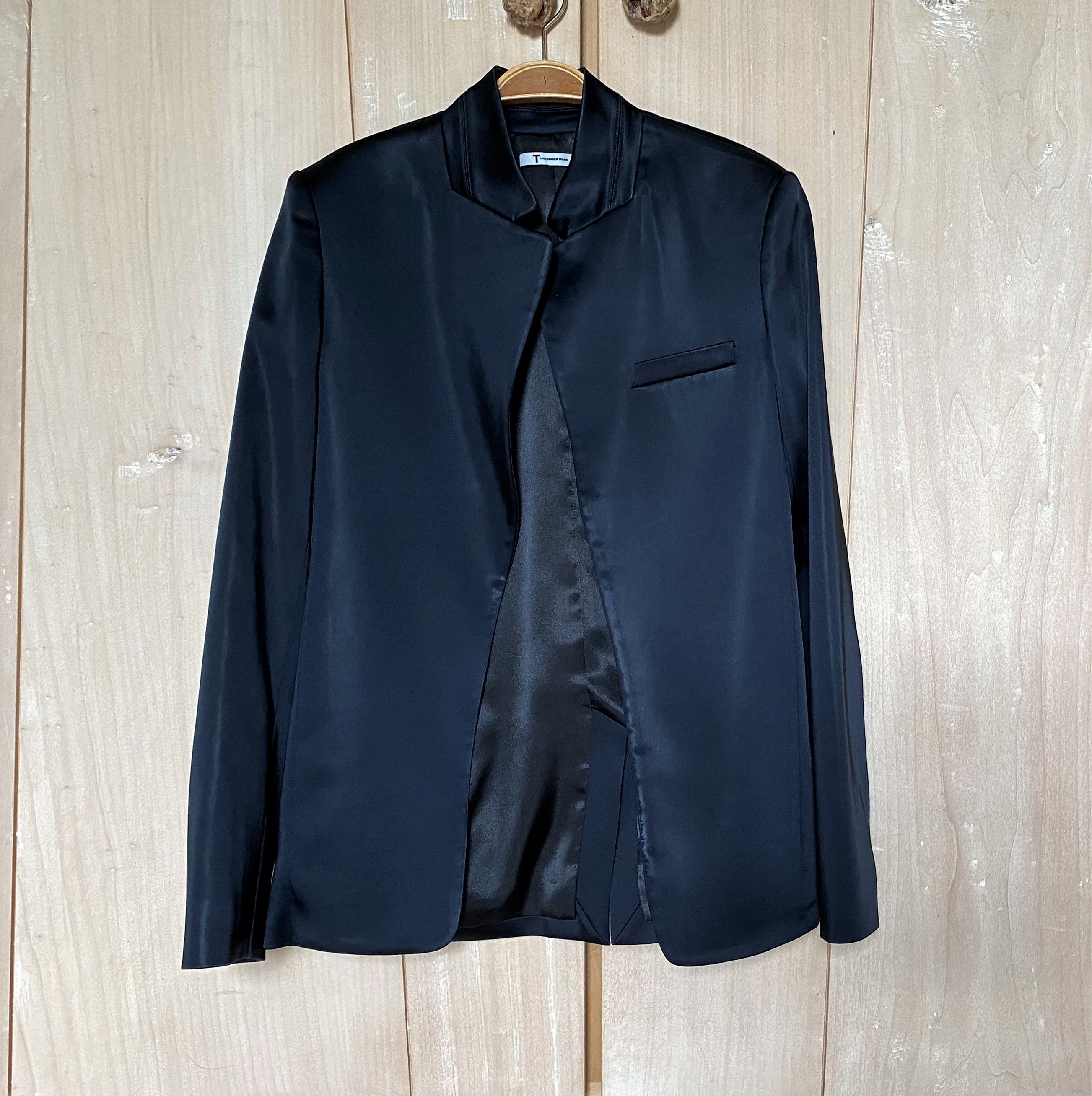 Preowned Alexander Wang T Navy Satin Open Blazer Size XS acetate/nylon/spandex