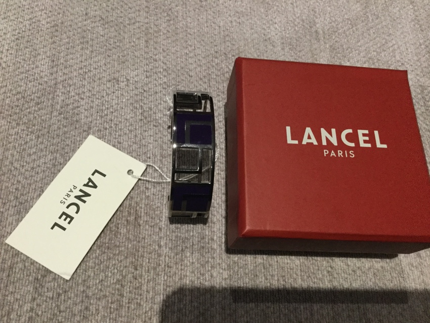 Lancel Art Deco Style Cilver  Black Cuff Size S silver