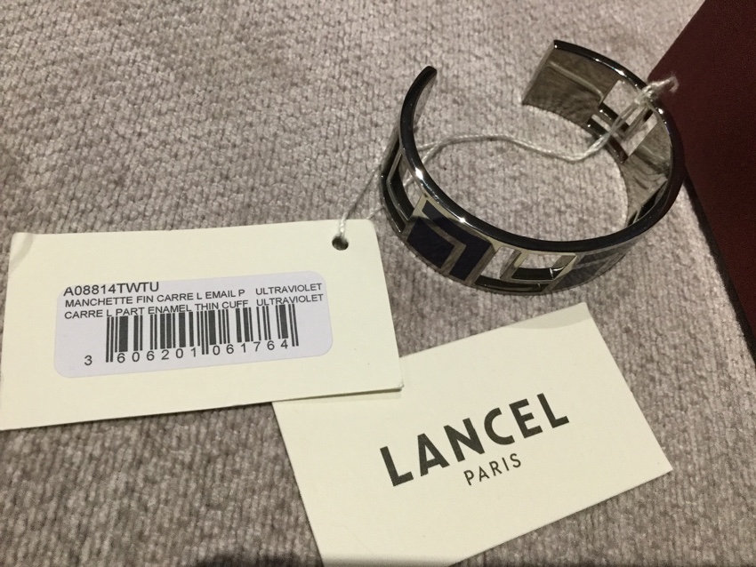 Lancel Art Deco Style Cilver  Black Cuff Size S silver