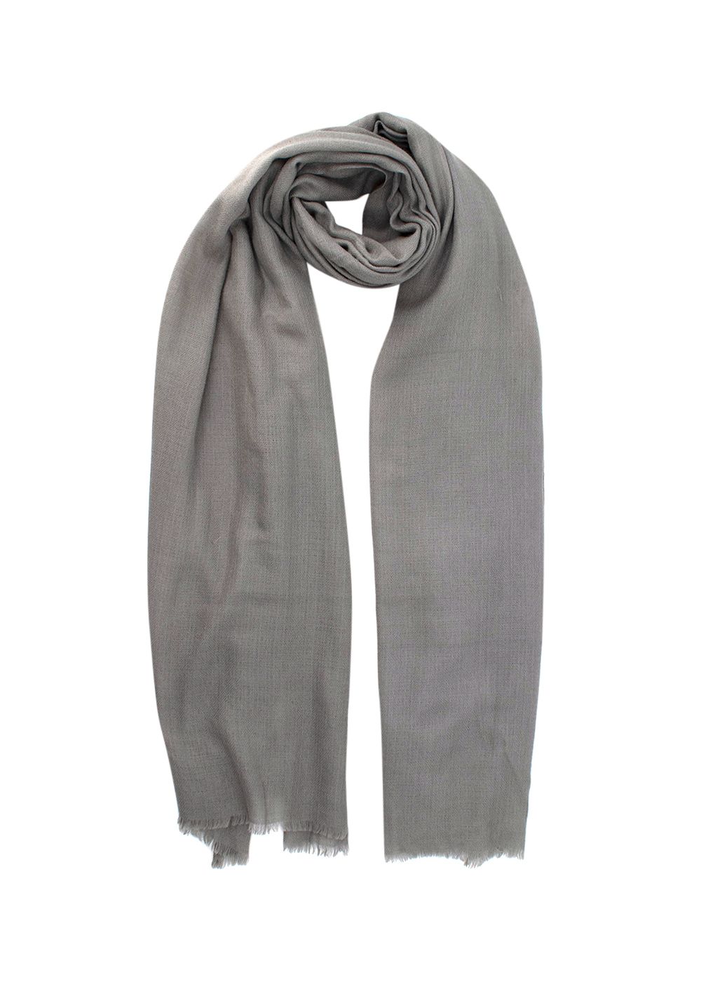 Preowned Bespoke Grey Silk Blend Scarf