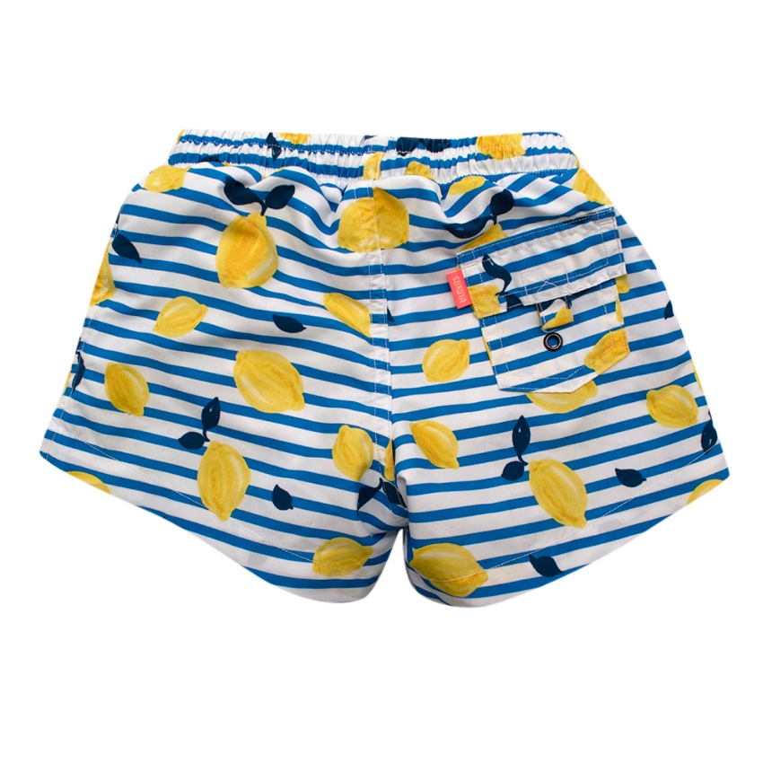 Sunuva Blue  Yellow Striped Lemons Print Swim Shorts Size 18-24 Months