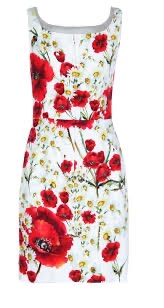 Preowned Dolce  Gabbana Poppy Print Midi Dress Size S White viscose