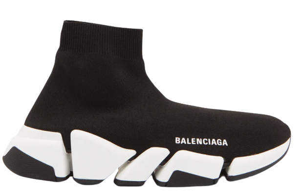 Preowned Balenciaga Black Speed 20 Sock Trainers Size 38 Black and white polyester