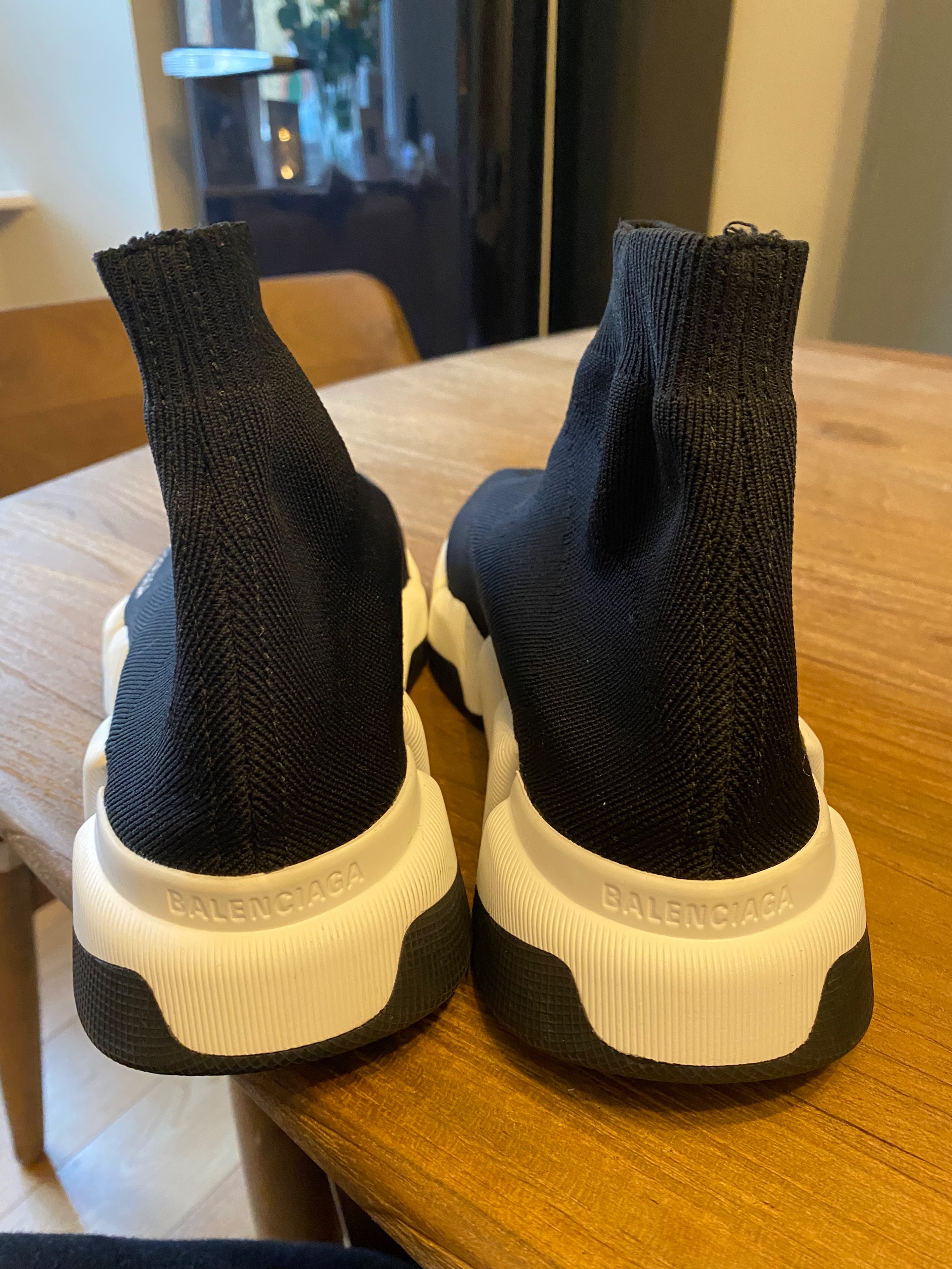 Preowned Balenciaga Black Speed 20 Sock Trainers Size 38 Black and white polyester