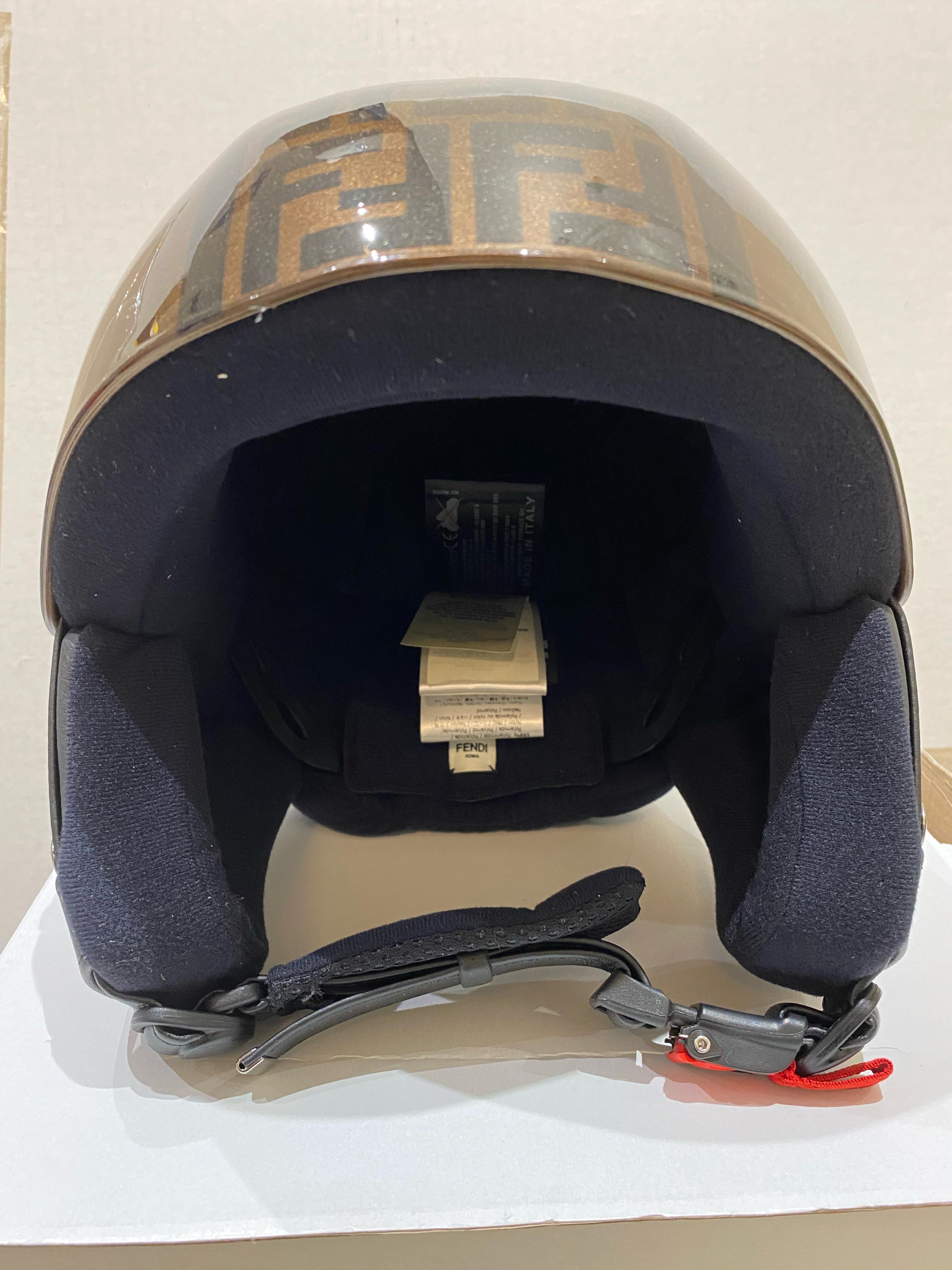 Fendi Brown Monogram Ski Helmet Size S synthetic