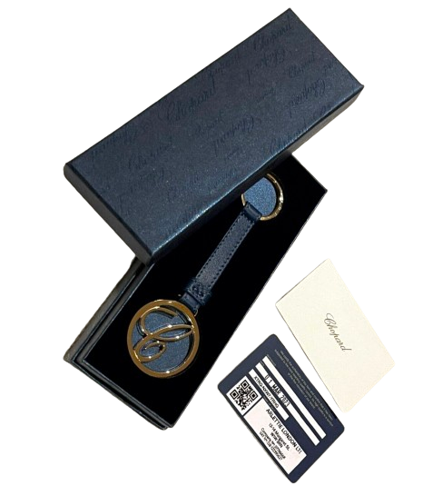 Chopard Navy Porte Cles Key Ring blue leather