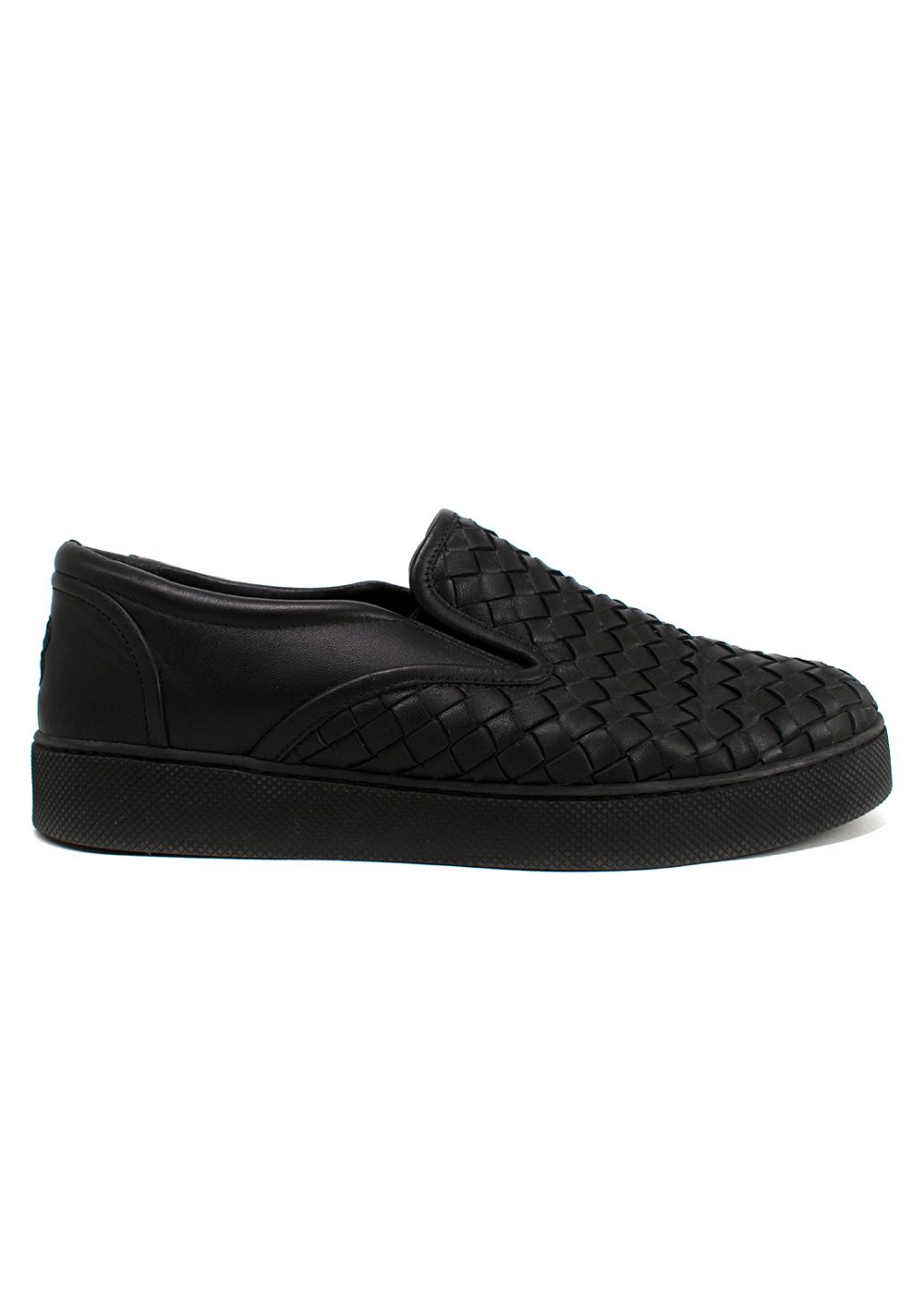 Preowned Bottega Veneta Black Intrecciato Leather Slip On Sneakers Size 40