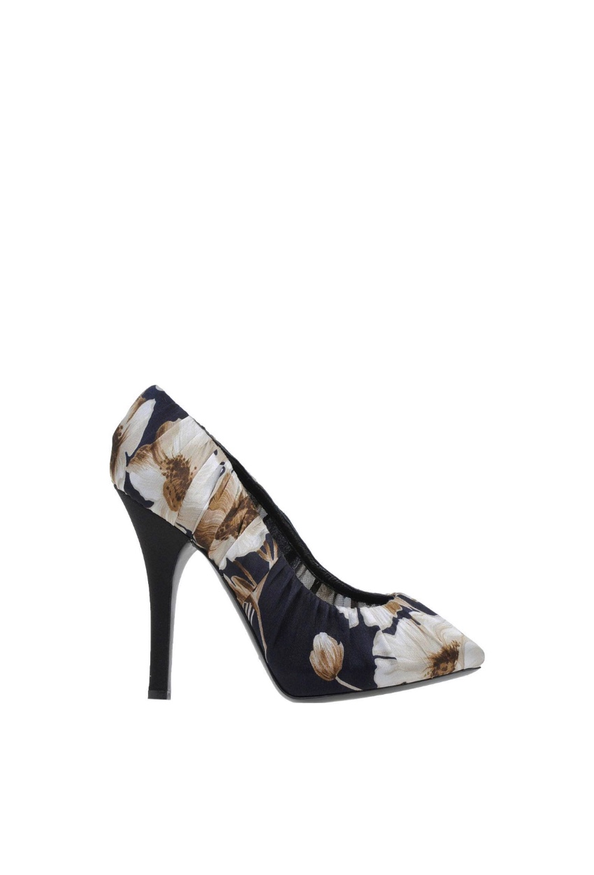 Preowned Dolce  Gabbana Ruched Floral Pumps Size 38 Animal Print satin