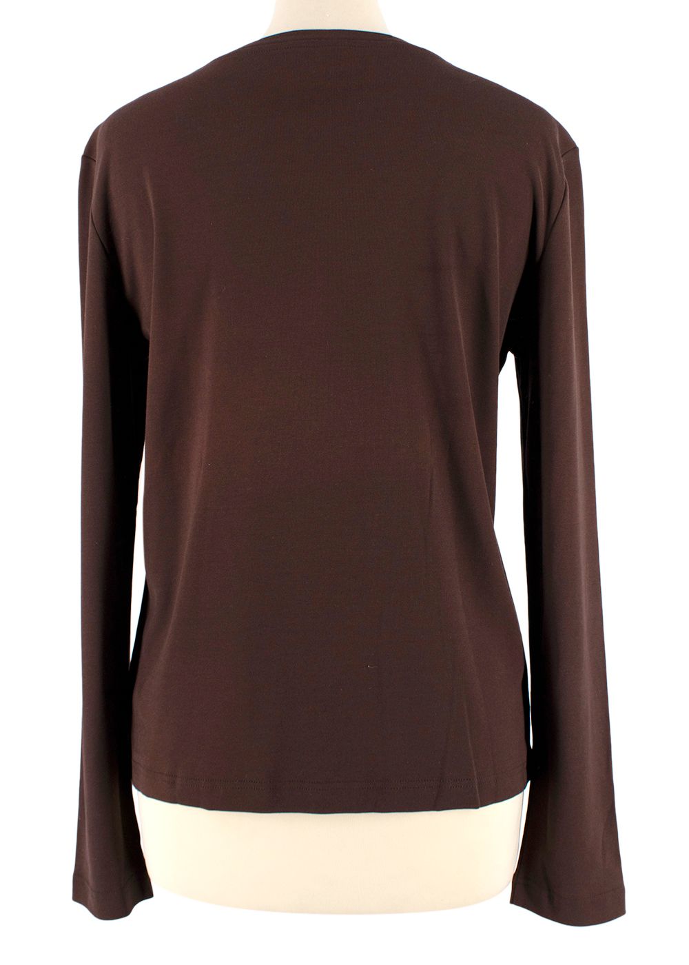 Hermes Chocolate Brown Cotton Long Sleeve Top Size M